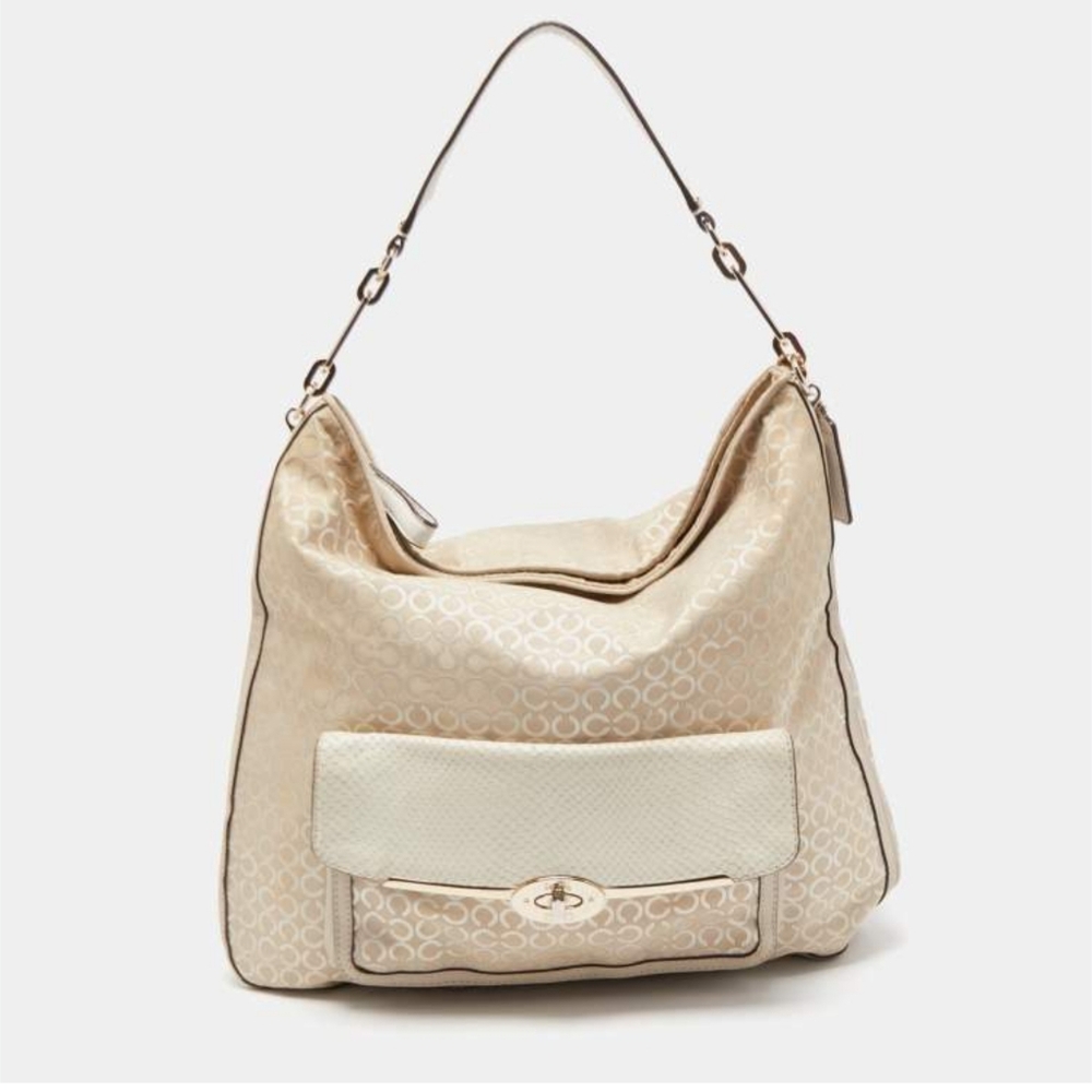 Coach | Madison hobo bag in OP Art Pearlescent cream fabric
